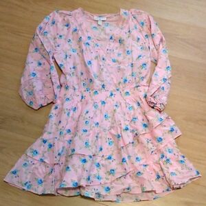 LOVESHACKFANCY- Target Ruffle Blue Flower Pink Dress Size L